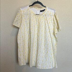 Lane Bryant Yellow and White Patterned Blouse